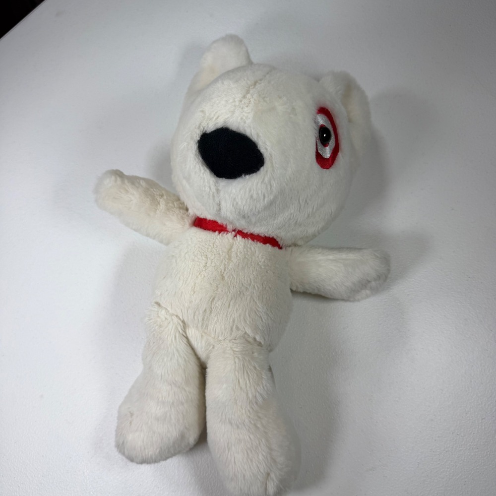 Target Bullseye Dog Plush Toy Unisex OS White Excellent Mascot Stuffed Animal